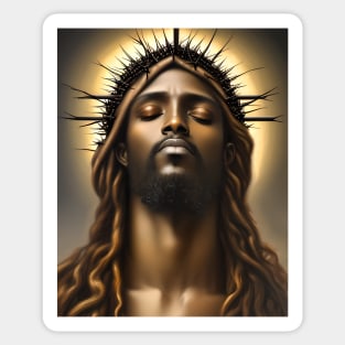 African American Jesus Christ in Prayer Sticker